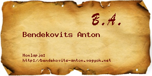 Bendekovits Anton névjegykártya